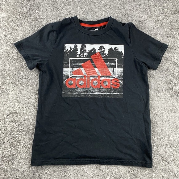 Adidas THE GO TO TEE Shirt Boys Small 8 Black Short Sleeve - Picture 1 of 10